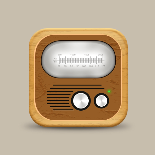 ps设计黄色渐变木质复古收音机UI图标(42)