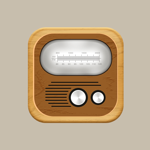 ps设计黄色渐变木质复古收音机UI图标(40)