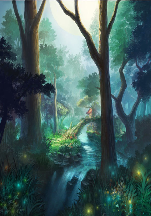 PS鼠绘夜色中的梦幻森林