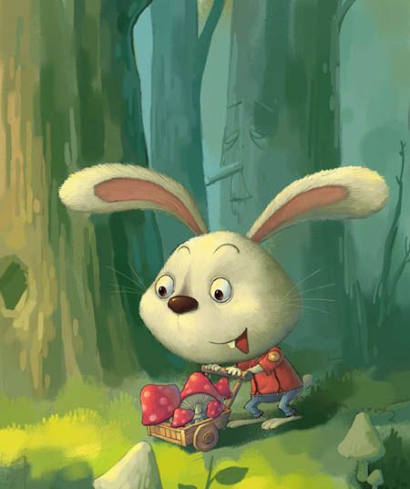 PS鼠绘在森林里采蘑菇的小兔子(15)