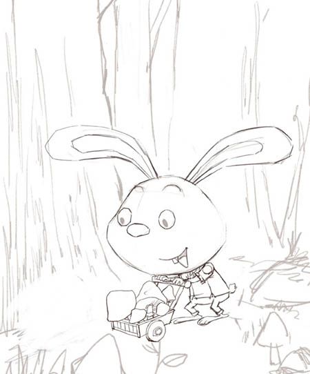 PS鼠绘在森林里采蘑菇的小兔子(1)