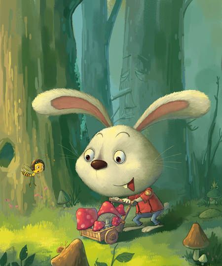 PS鼠绘在森林里采蘑菇的小兔子(24)