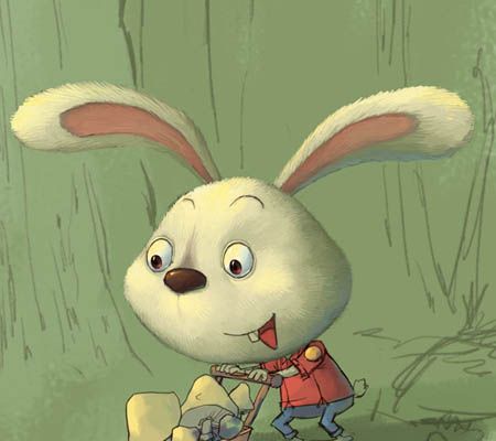 PS鼠绘在森林里采蘑菇的小兔子(6)