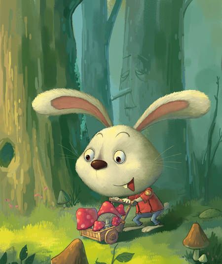 PS鼠绘在森林里采蘑菇的小兔子(19)