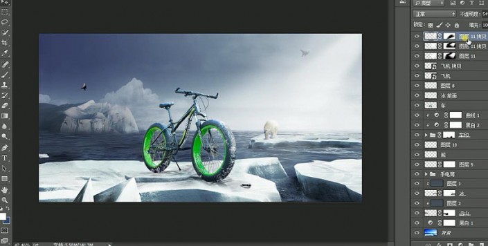 ps合成在北极的自行车海报(9)