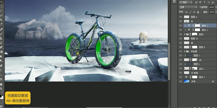 ps合成在北极的自行车海报(7)