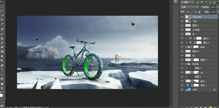 ps合成在北极的自行车海报(8)