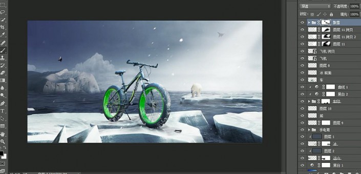 ps合成在北极的自行车海报(10)