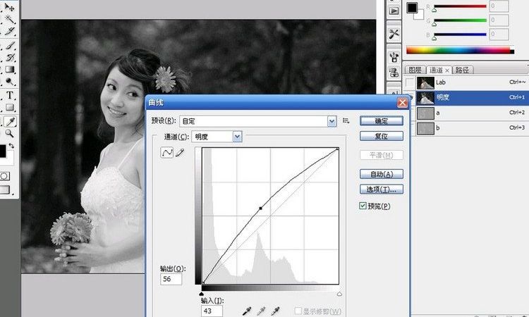 Photoshop使用LAB通道给婚纱照片调亮(3)