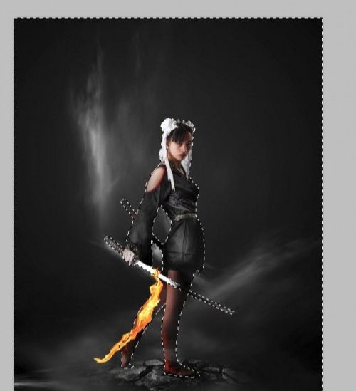 PS合成超酷光影效果中的炫酷美女武士图片(26)