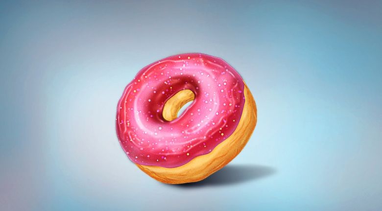 PS鼠绘逼真质感甜甜圈