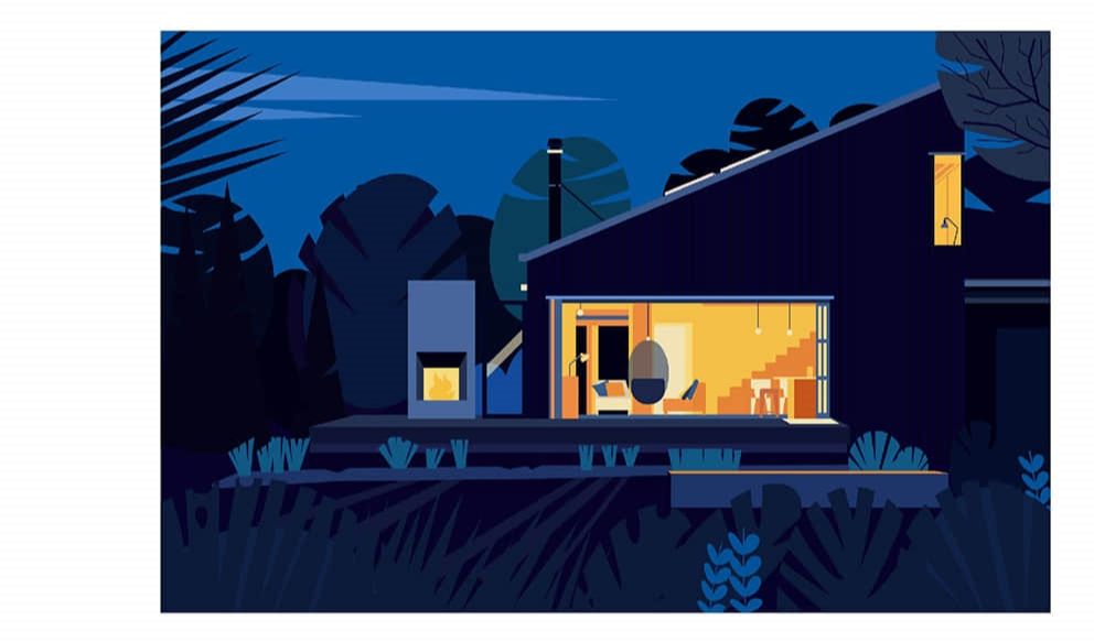AI+PS绘制静谧夜晚下温暖的庭院插画(15)