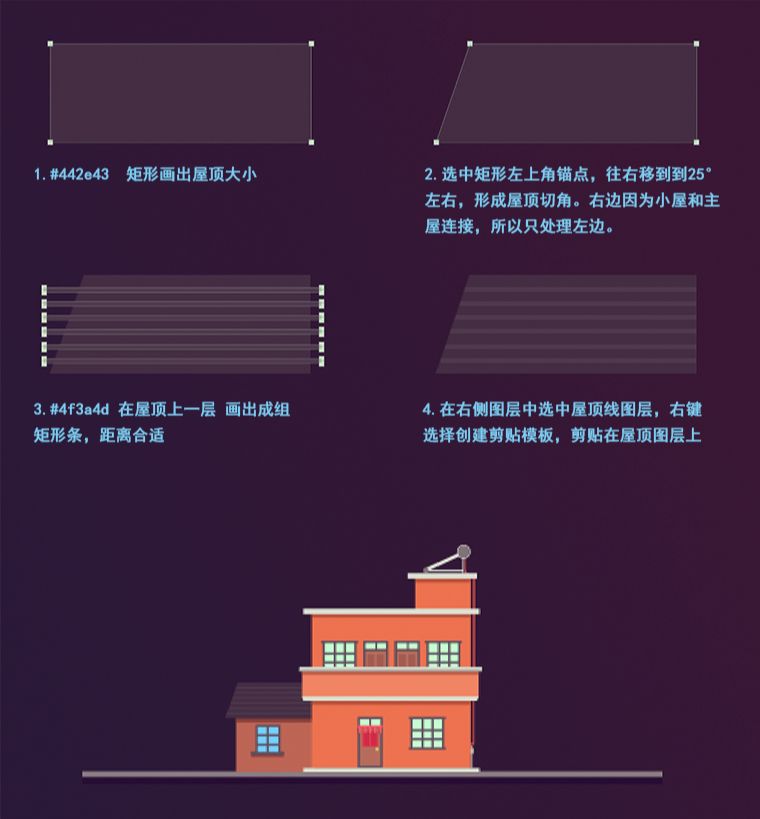 PS绘制扁平化风格的房屋插画(7)