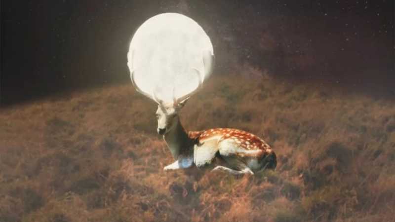 ps制作角上连着月亮的小鹿