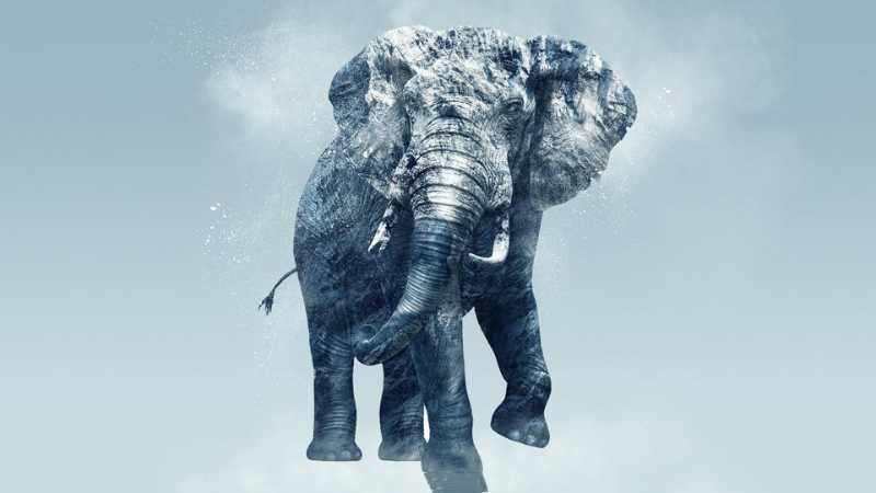 PS合成冰封的大象场景