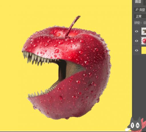 ps合成长嘴巴的苹果(5)