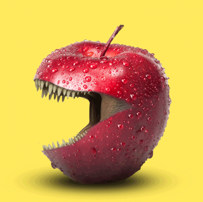 ps合成长嘴巴的苹果