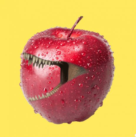 ps合成长嘴巴的苹果(4)