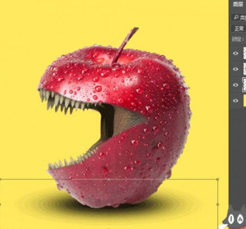 ps合成长嘴巴的苹果(6)