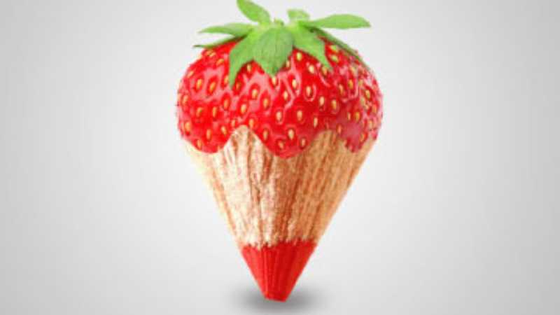ps合成草莓铅笔图片