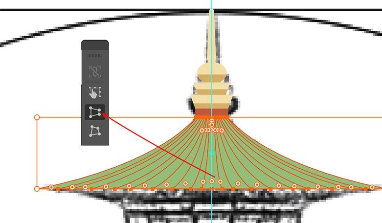 AI+PS绘制噪点质感古风建筑插画(18)
