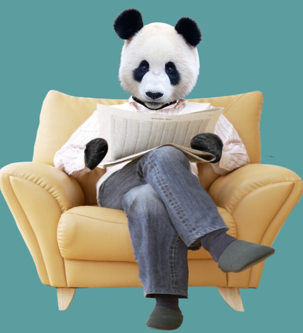 ps合成在读报纸的熊猫人场景(15)