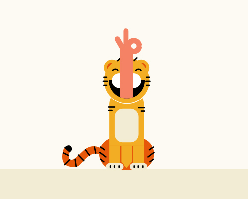 ai设计一只漂亮的扁平化小老虎