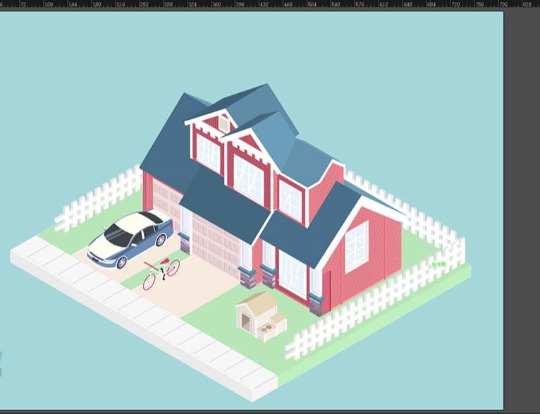 AI绘制2.5D美式风格小别墅(160)
